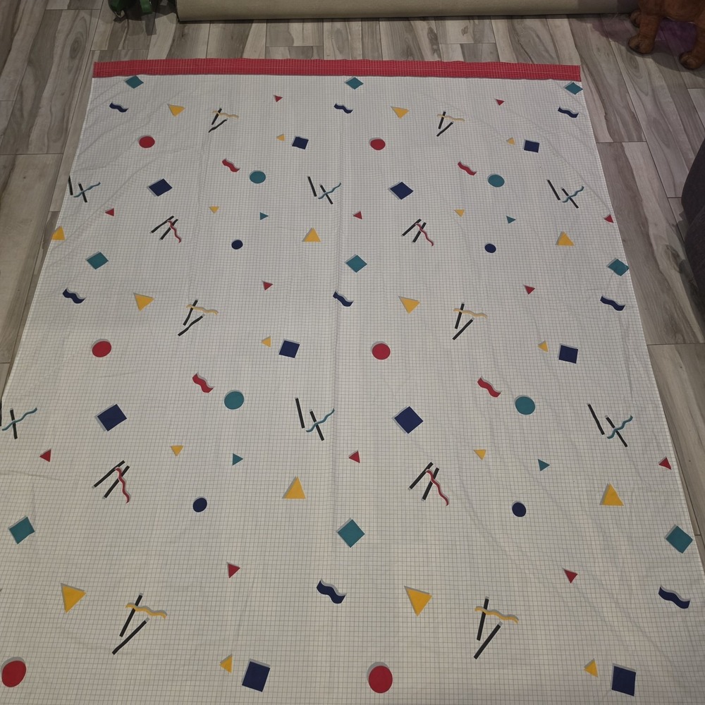 Vintage Cannon Full Flat Sheet DJ Tanner Home Alone 90s Bedding Red Geometric